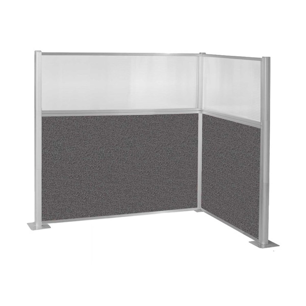 Pre-Configured Hush Panel Cubicle (L Shape) 6' x 4' L-Build w/ Window Charcoal Gray Fabric